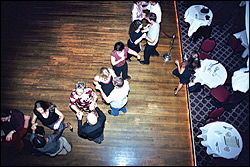 This is how happy, full dancing people look from the ceiling of the Century Ballroom.