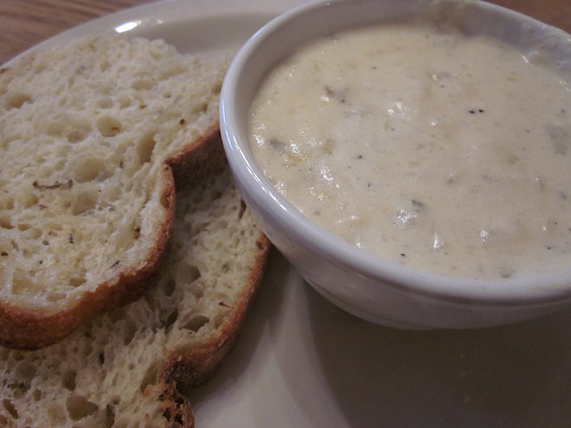 The spud's in the bowl and in the bread at Nana's.