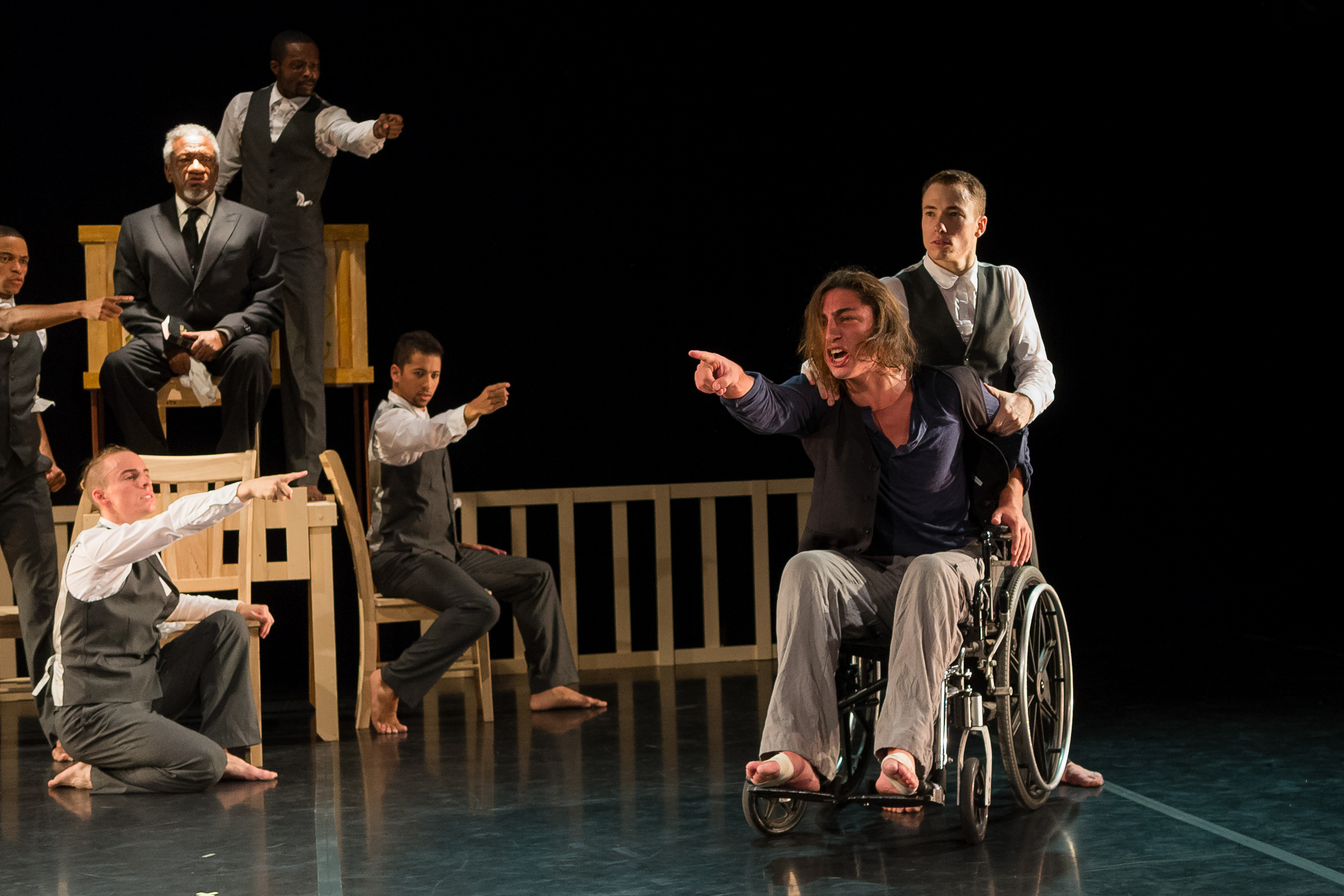 Byrd (seated at left) and Jonas (in wheelchair) in Prodigal.Tino Tran