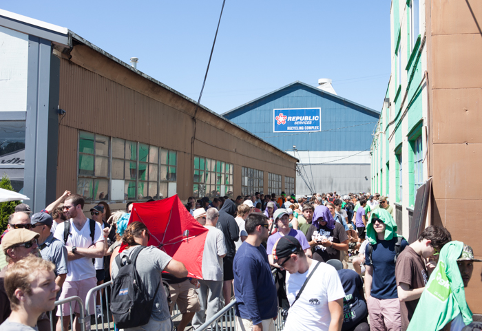 More than a few hundred people waited in line for their turn to make their first legal marijuana purchase.photo by Anna Erickson