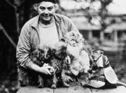 Pet lady: Artist Emily Carr, above, with part of her menagerie.