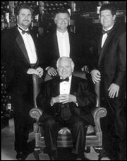 The gentlemen of DeLille, all dressed up at the château: Chris Upchurch, Jay Soloff, Greg Lill (L-R); Charles Lill (seated).
