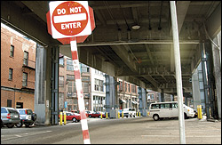 The Alaskan Way Viaduct, Seattle's elevated, crumbling waterfront freeway.