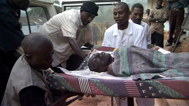 Patients arrive in Liberia.