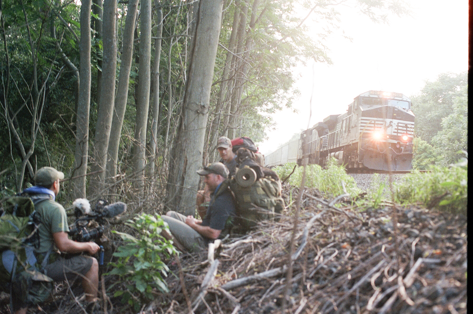 Junger and his crew duck a train.