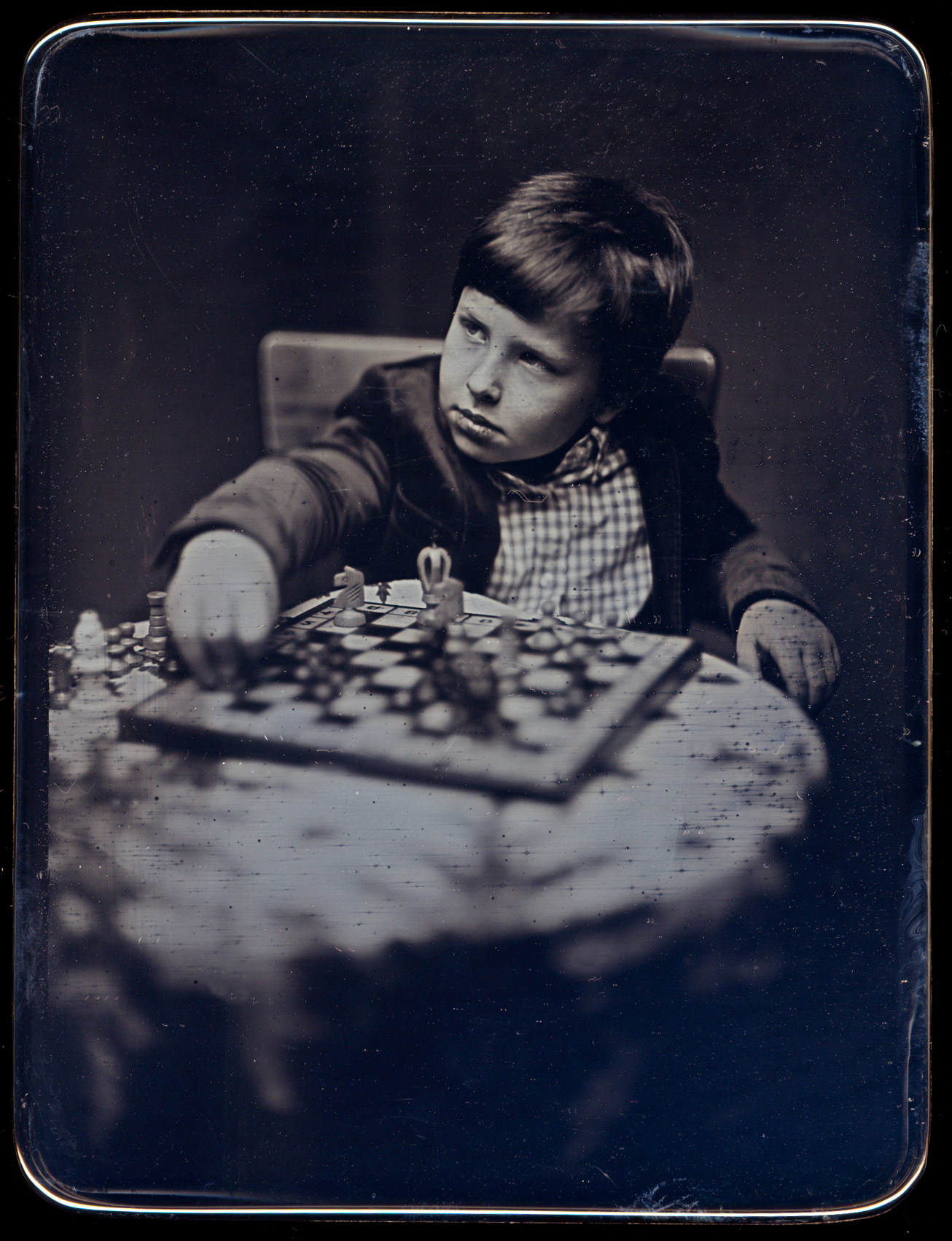 Top: Untitled half-plate daguerreotype.Right: Portrait of Chauney Peck and Chris Engman.