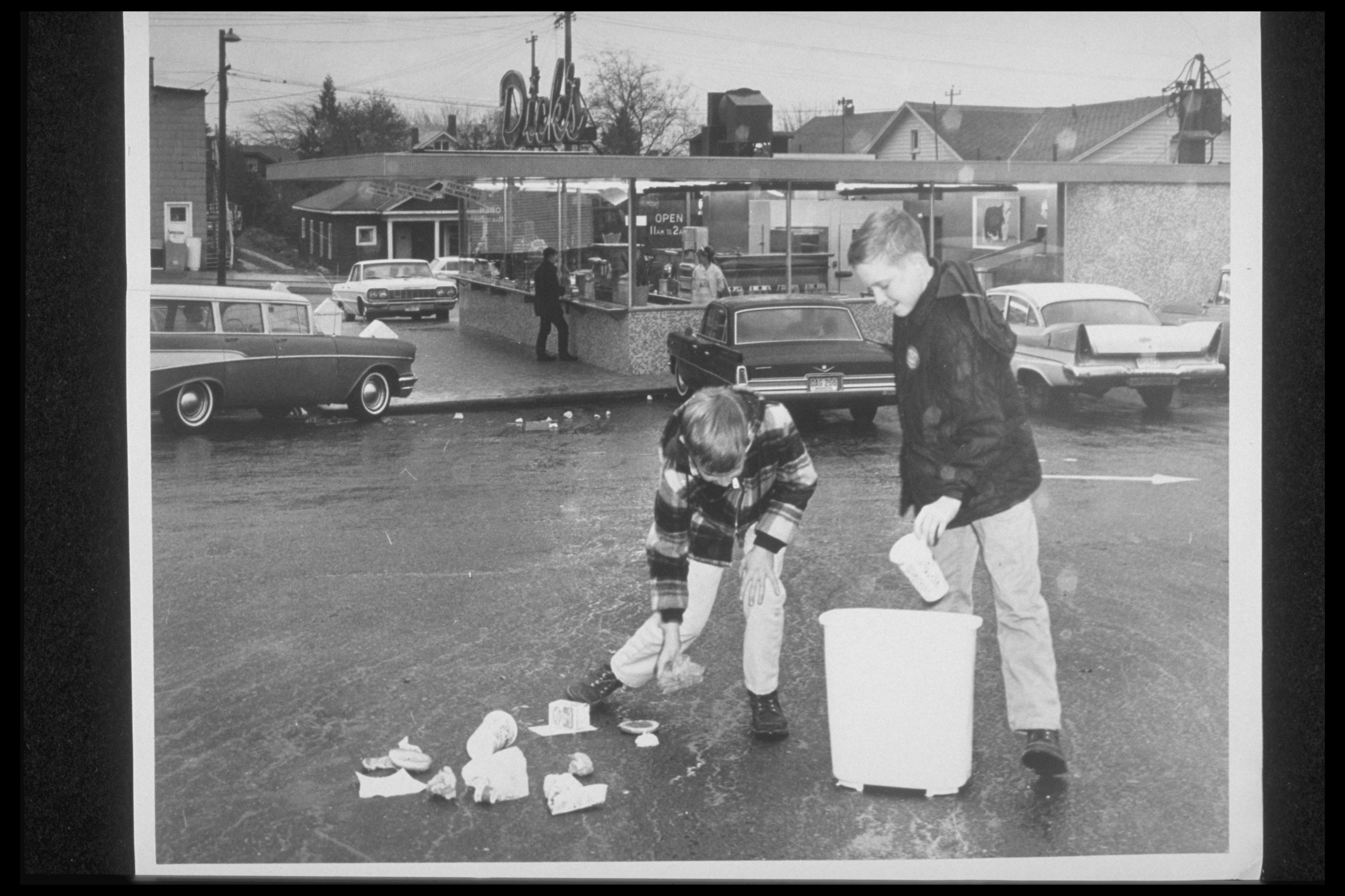 Before employees picked up litter, Boy Scouts took the charge. Photo courtesy of Dick's Drive-in