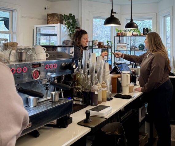 Employees work at Fall City’s Aroma Coffee Co. on Jan. 14, 2025. (Grace Gorenflo/Valley Record)